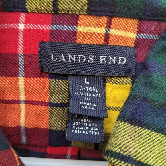 Lands' End Shirts Mens Lands End Plaid Flannel Long Sleeve Shirt L